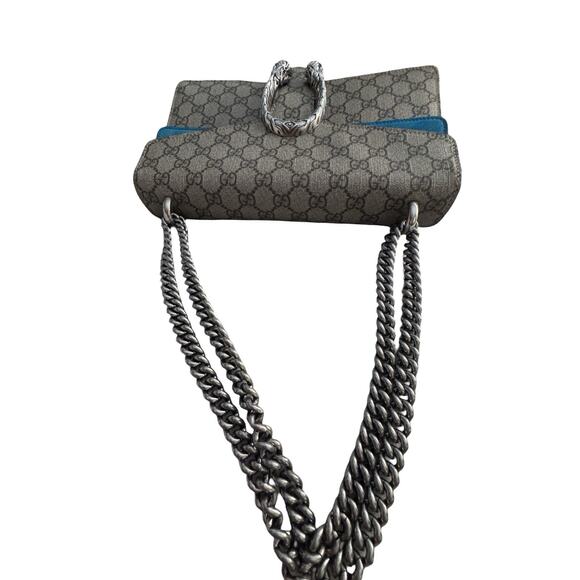Gucci Dinoysus GG Small Supreme Taupe/Teal Suede Authentic - Picture 9 of 15